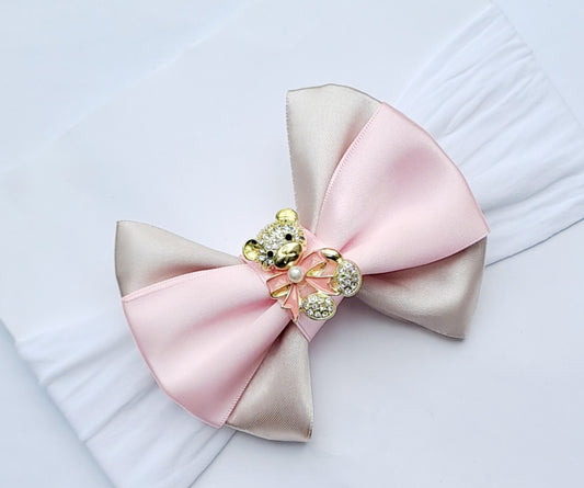 🎀Satin Bow Headband With Bear Embellishment 🎀