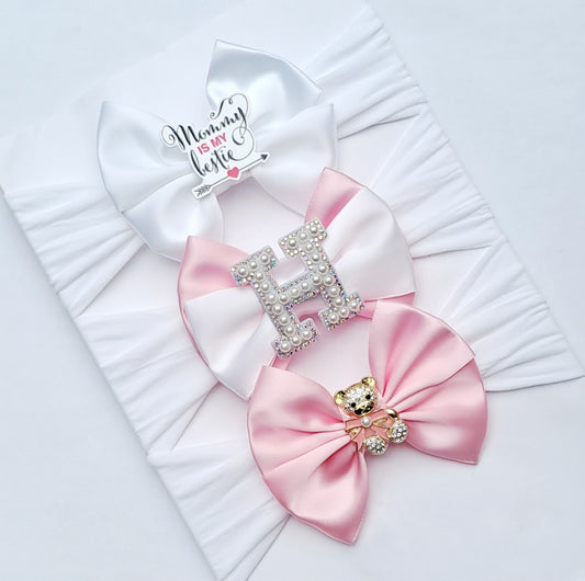 🎀3pc Satin Bow Headband Set 🎀  Choose Letter