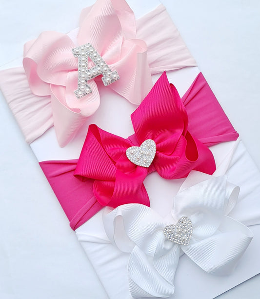 🎀3pc Baby Bow Headband Set 🎀Choose Letter