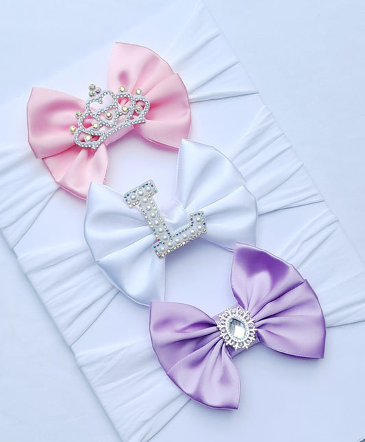 🎀3pc Satin Bow Headband Set 🎀 Choose Letter