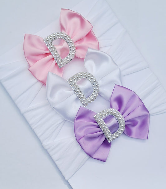 🎀3pc Satin Bow Inital Headband Set🎀