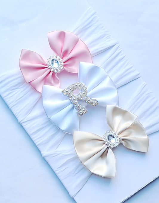 🎀3pc Satin Bow Headband Set 🎀 Choose Letter