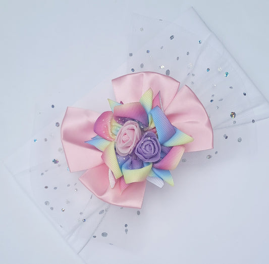 🎀Large Satin/Tulle Pretty Baby Headband With Flower Detail🎀