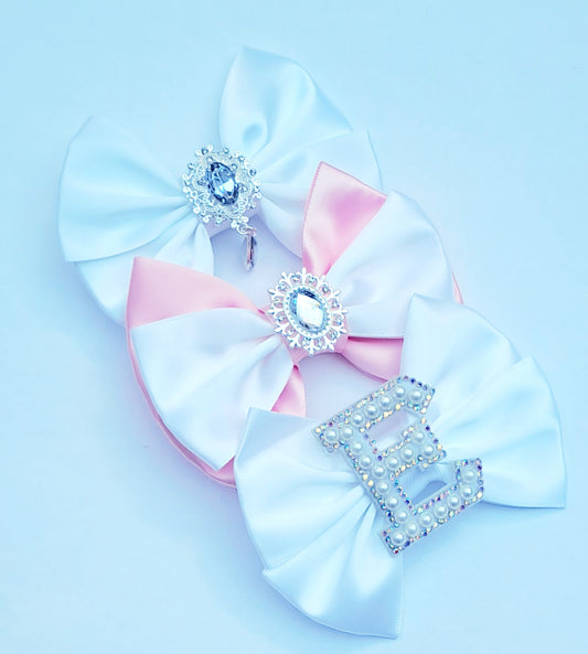 🎀3pc Satin Bow Clip Set🎀Choose Letter