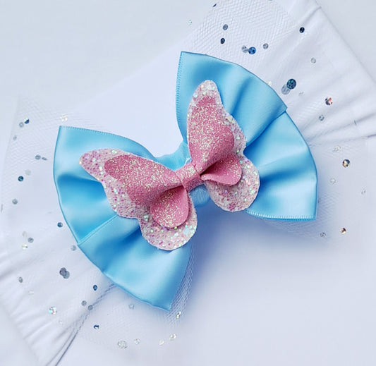 🎀Large Satin/Tulle Butterfly Headband 🎀