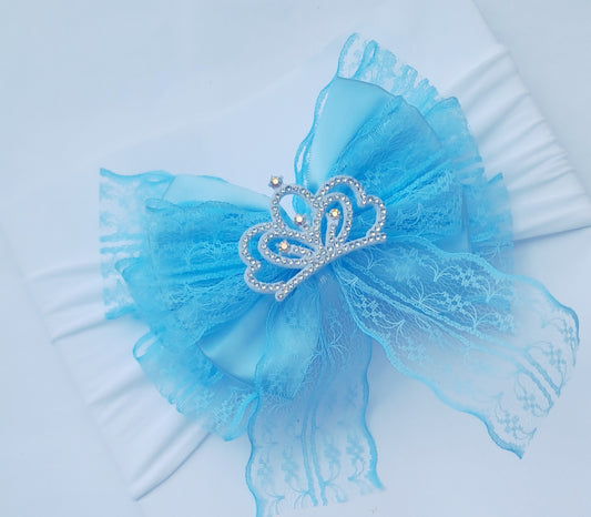 🎀Large Satin/Lace Bow Headband With Crown🎀