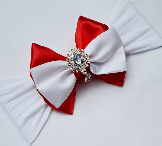 🎀Red/White Satin Bow Headband 🎀