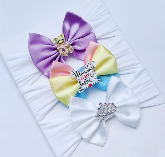 🎀3pc Satin Bow Headband Set 🎀
