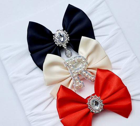 🎀3pc Satin Bow Headband Set 🎀 Choose Letter