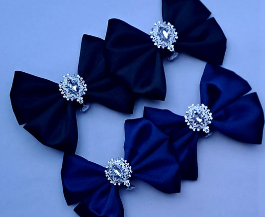 🎀2pc(Pair) Satin Bow With Silver Charm Clip Set🎀(2 Clips)CHOOSE COLOUR