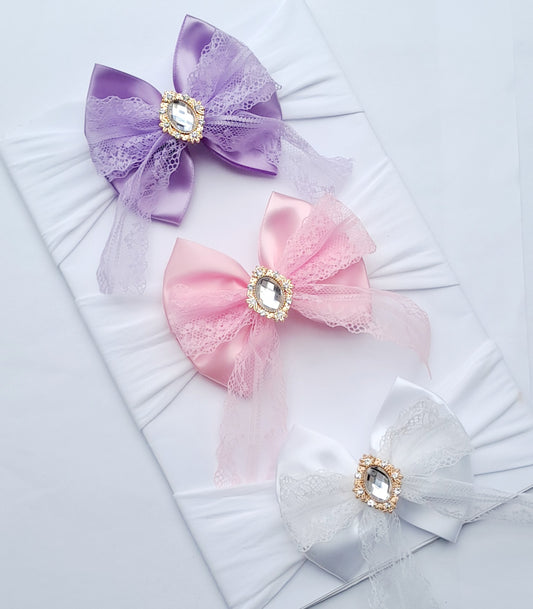 🎀Satin/Lace Bow Headbands🎀Choose Colour