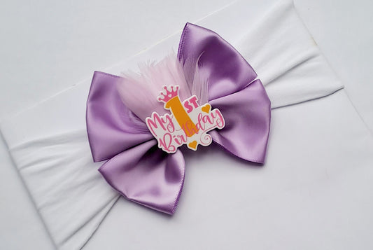 🎀Lilac Satin Bow 1st Birthday Headband 🎀