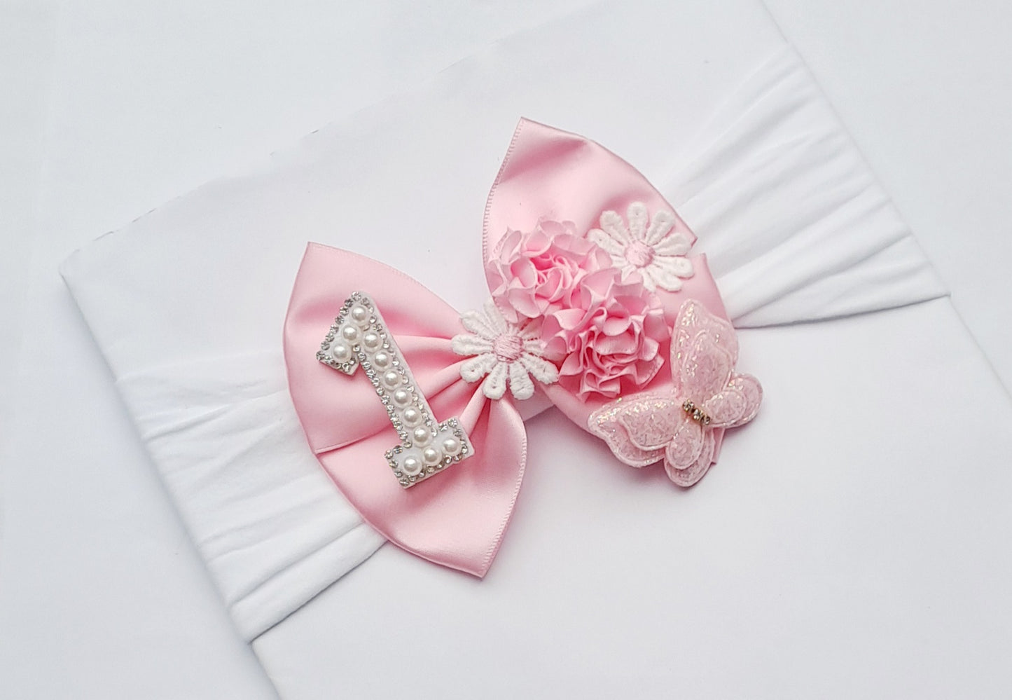 🎀Detailed Satin Bow 1st Birthday Headband 🎀