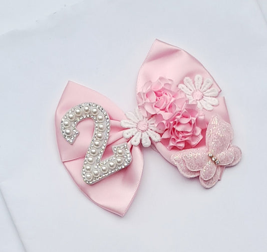 🎀Detailed Satin Bow 2nd Birthday Clip🎀