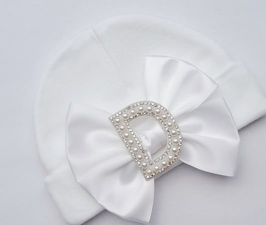🎀Adorable Newborn Baby Hat With Satin Bow Detail 🎀Choose Letter