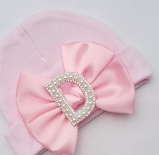 🎀Adorable Newborn Baby Hat With Satin Bow Detail 🎀Choose Letter