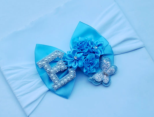 🎀Satin Bow Headband With Flower/Butterfly Detail 🎀Choose Letter