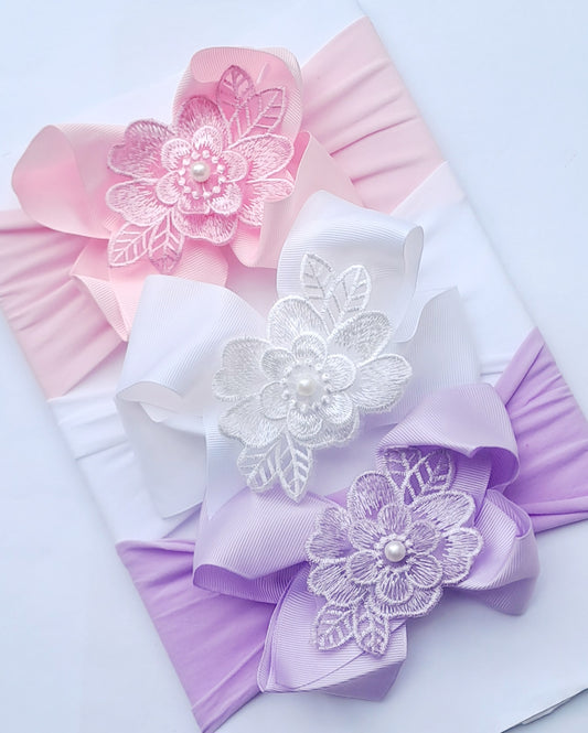 🎀3pc Embroidered Flower Headband Set 🎀