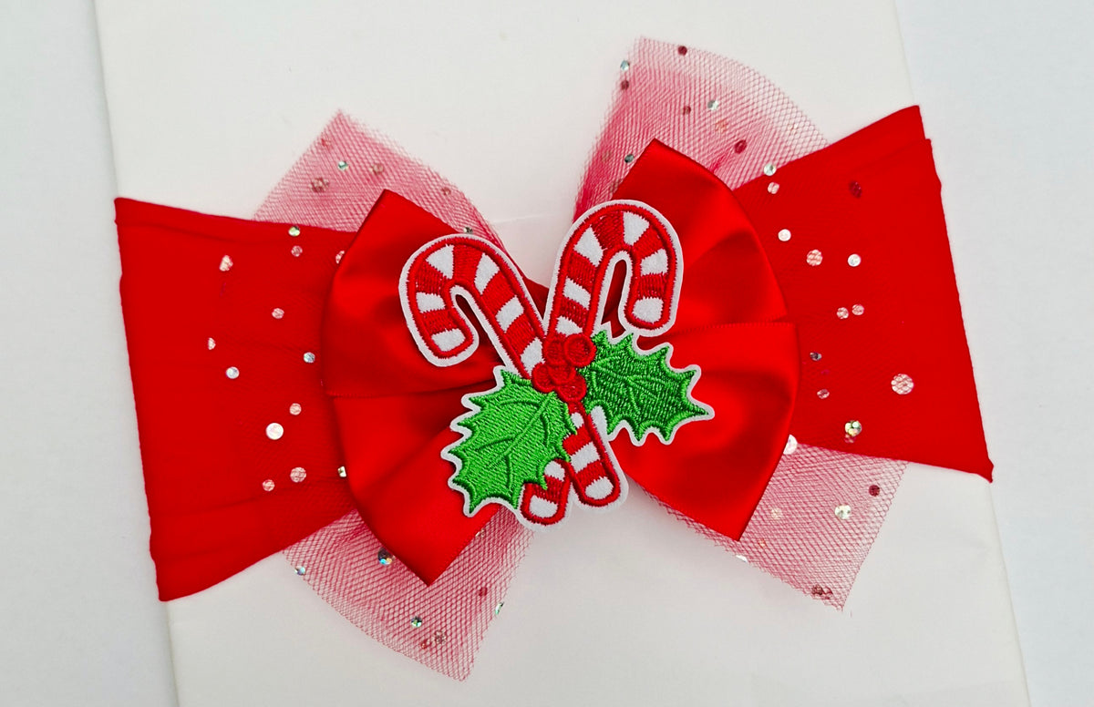 🎄Large Satin/Tulle Red Christmas Bows🎄 Available On Headbands Or Clips