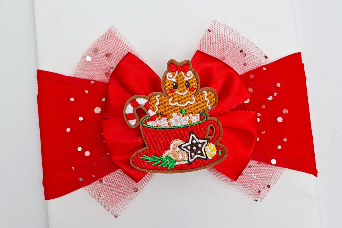 🎄Large Satin/Tulle Red Christmas Bows🎄 Available On Headbands Or Clips