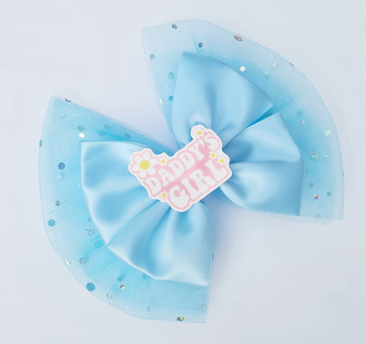 🎀Large Satin/Tulle Bow Clip Daddy's Girl 🎀