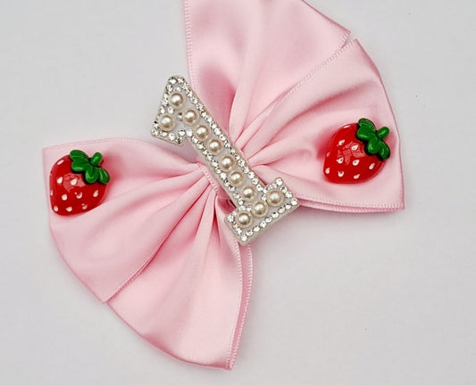 🍓Pink Birthday 1 Headband With Strawberries 🍓
