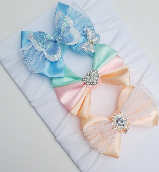 🎀3pc Satin Bow Headband Set🎀