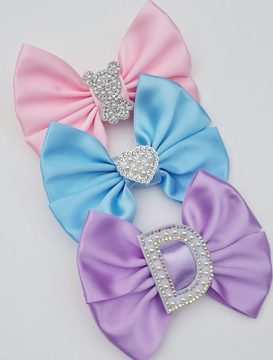 🎀3pc Satin Bow Clip Set🎀(Choose Letter)