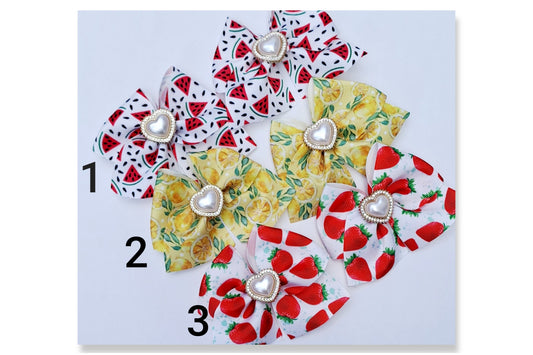 🎀Fruit Print 2pc Pigtail Bow Clips🎀