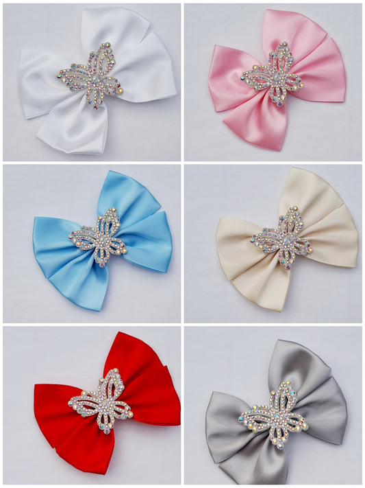 🎀Satin Bow Clip With Butterfly🎀(6 Colours Available)