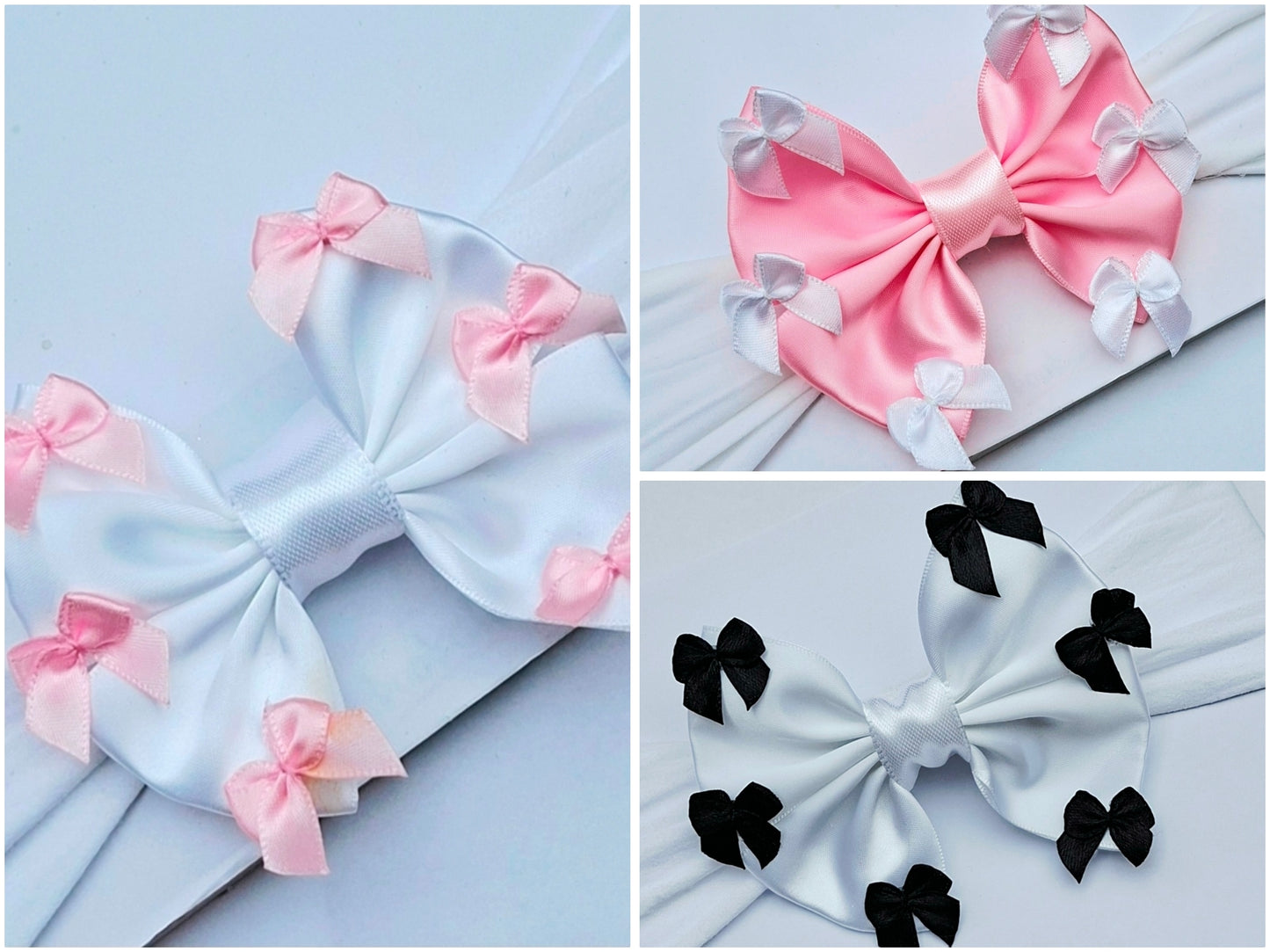 🎀Satin Bows With Mini Bow Detailing 🎀Choose Colour