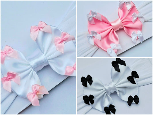 🎀Satin Bows With Mini Bow Detailing 🎀Choose Colour