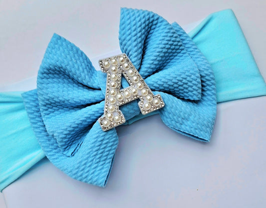 🎀Blue Initial Bow Headband 🎀(Choose Letter)