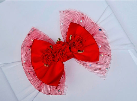 🎀Large Red Satin/Tulle Bow🎀 Available On Headband Or Clip