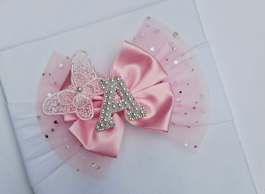 🎀Large Satin/Tulle Bow Headband 🎀 Choose Letter