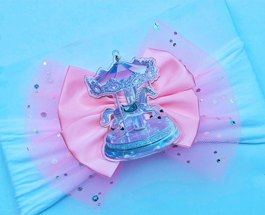🎀Large Satin/Tulle Carousel Bow🎀Available On Headband Or Clip