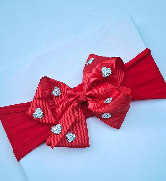 ❤️Valentines  🎀 Sparkly Heart Red Baby Headband 🎀