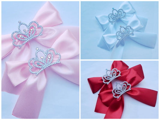 🎀2pc Satin Bow Princess Clip Sets🎀Choose Colour