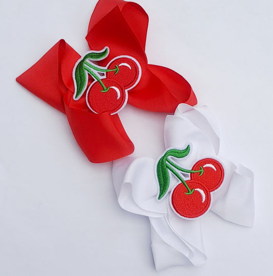 🎀Large Boutique Bow Clip With Large Cherry Centre🎀Choose Colour