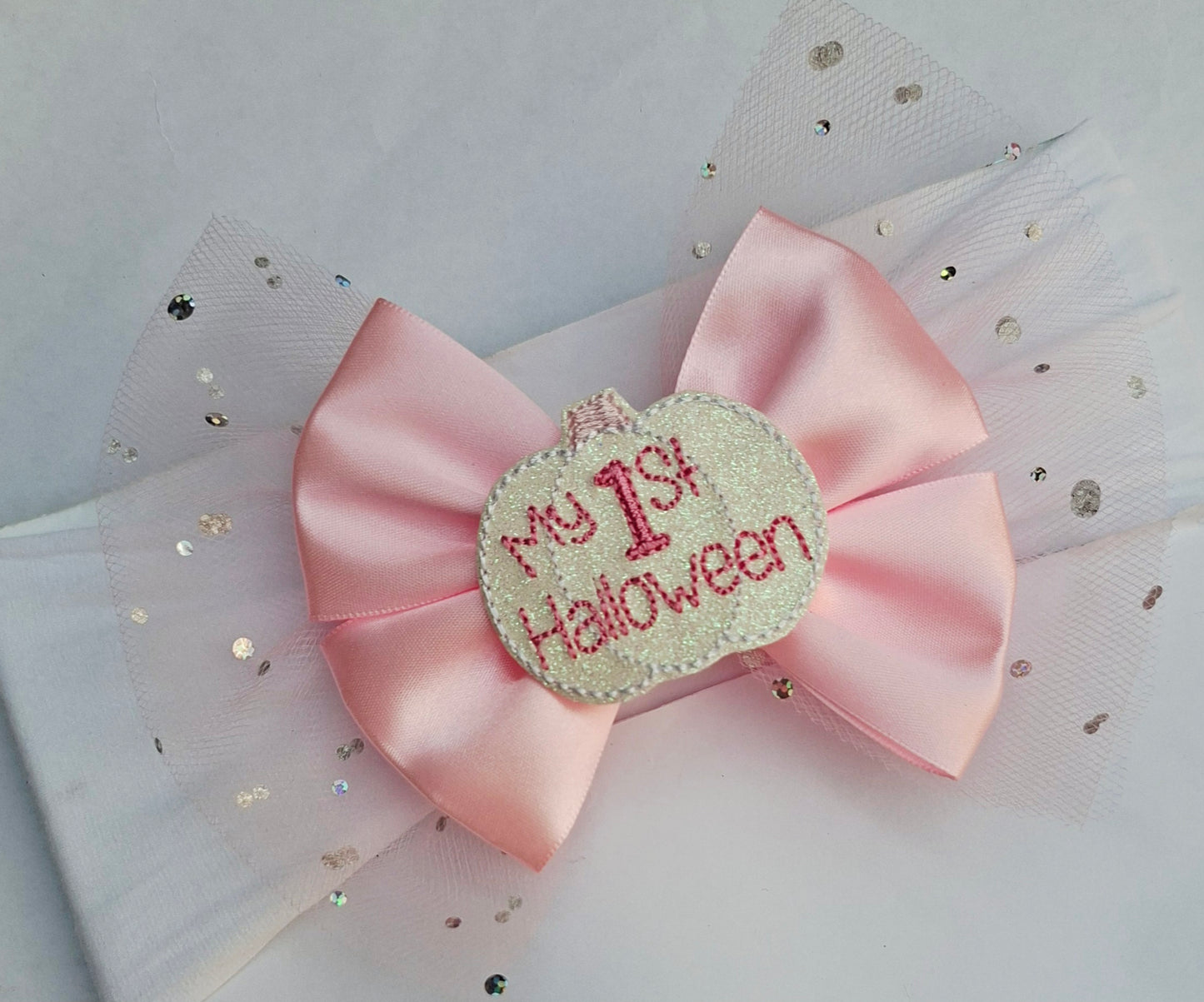 🎃Large Satin/Tulle Halloween Bows🎃 Available On Headband Or Clip