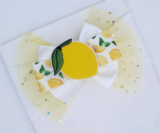 🎀Beautiful Large Satin/Tulle Lemon Baby Headband 🎀