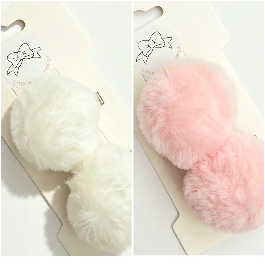 🎀2pc Small Fluffy Pom Pom Clip Sets🎀( Choose Colour)
