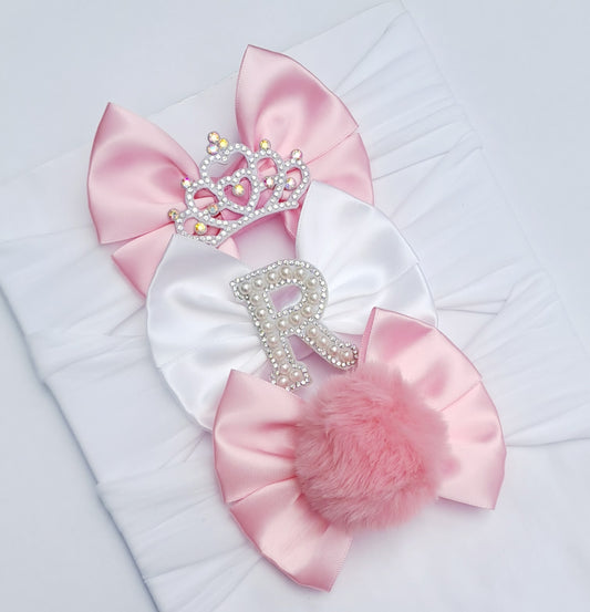 🎀3pc Satin Bow Headband Set🎀Choose Letter