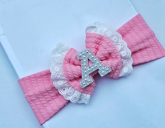 🎀Pink/White Baby Headband 🎀 Choose Letter
