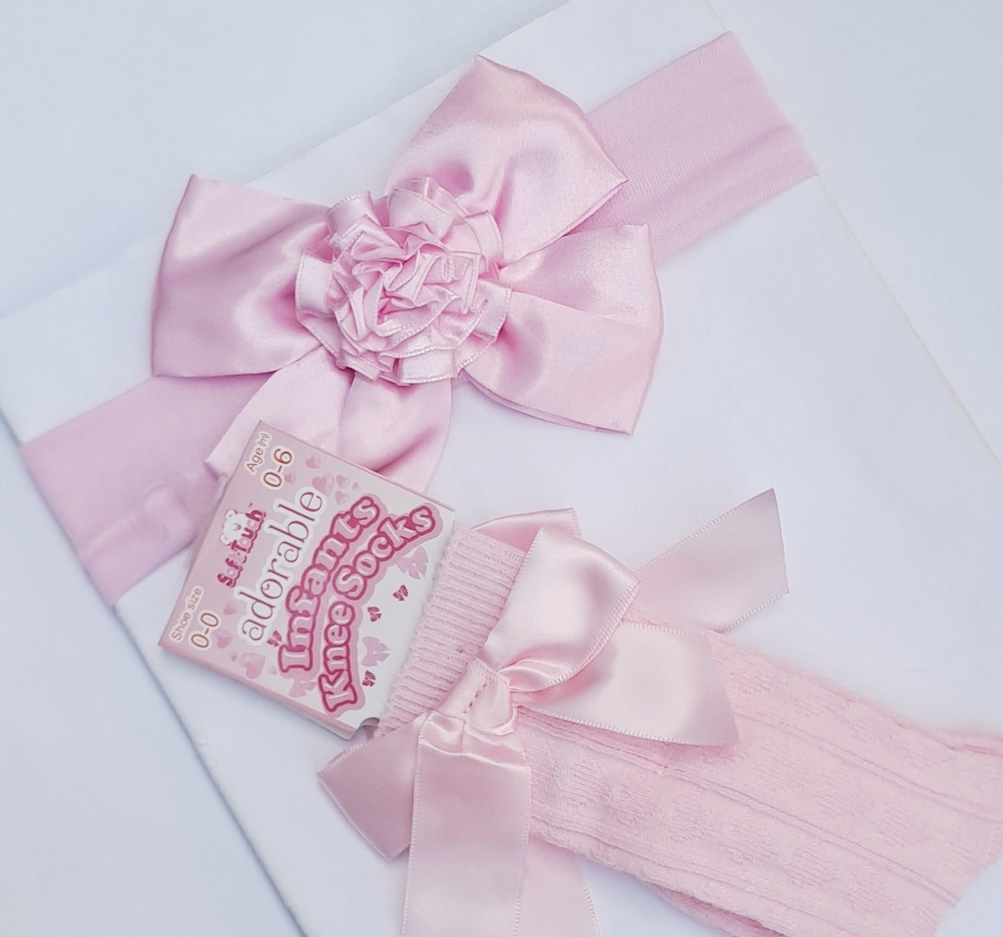 🎀Satin Bow Headband And Knee High Bow Socks🎀 0-6 Months