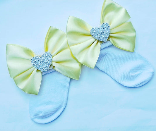 🎀Lemon Satin Bow Socks🎀