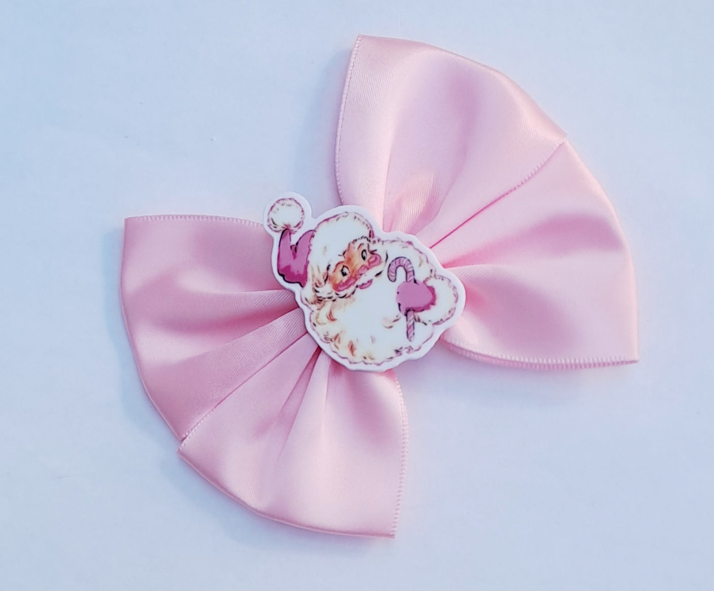 🎀Satin Bow Pink Santa Christmas Clips🎀Available In Pink Or White