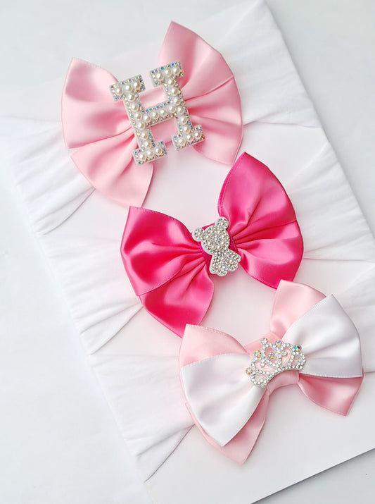 🎀3pc Satin Bow Headband Set🎀(Choose Letter)