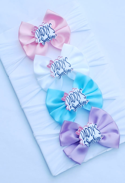 🎀Satin Bow Headband 🎀  Daddy's Sunshine (Choose Colour)