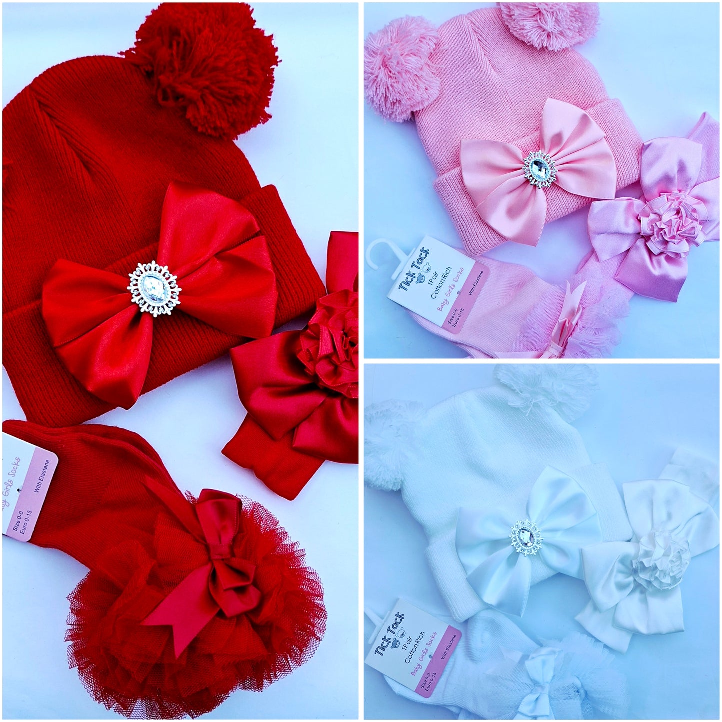 🎀Baby Hat/Headband/Sock Bundle🎀0-6 Months (Choose Colour)